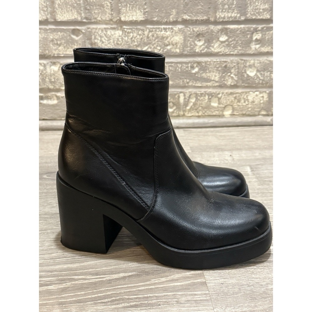 Dirty Laundry Womens Groovy Black Zip Boot Size 11 42.5 Y2k Chunky